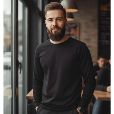 Picture of Premium Jersey Full Sleeve T-shirt Fabric soft and comfortable Black