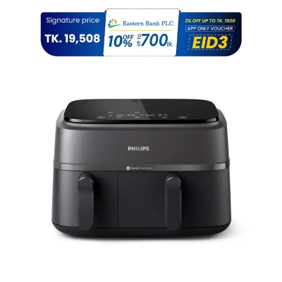 Picture of "Philips Airfryer NA350/00 – Dual Drawer, 9.5 Qt (9L) Capacity *Special Feature Programmable, *Temperature Control,* Timer Product Dimensions *15""D x 17.4""W x 12.3""H*Capacity 9 Liters *Material Plastic"