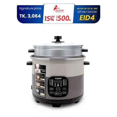 Picture of VISION 1100W Multi Cooker -3.0 Liter Stainless Still Smart Cooker with Thermal Safety Fuse- Double Pot