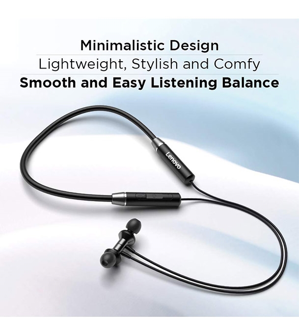 Buy Lenovo HE05 Wireless Bluetooth 5.0 in-Ear Neckband Earphones with Mic Black Online at Best Price