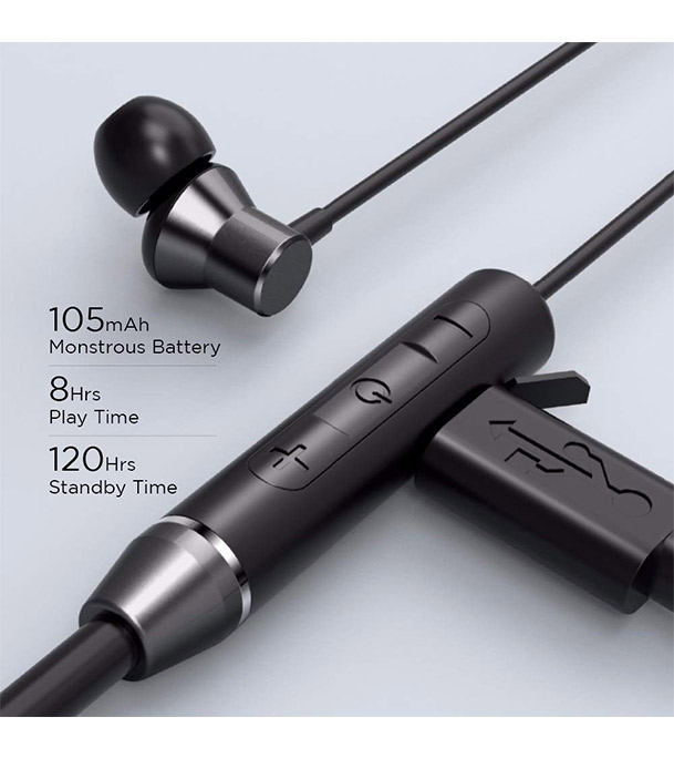 Buy Lenovo HE05 Wireless Bluetooth 5.0 in-Ear Neckband Earphones with Mic Black Online at Best Price