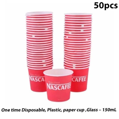Picture of One time Disposable, Plastic, paper cup ,Glass – 150mL .- 50 pices
