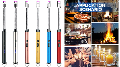 Picture of Modern Outdoor Portable Electric Kitchen Gas Lighter/Arc Lighter USB Rechargeable Long Lighter Windproof Candle Lighter Outdoor Plasma Flexible Neck - Multicolor