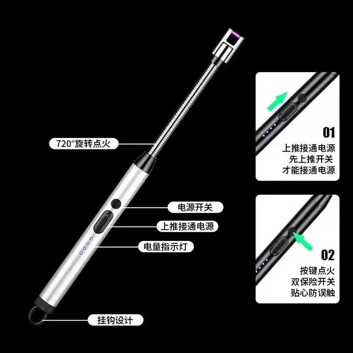 Picture of Long Candle Kitchen Electric Usb Lighters Bbq Rechargeable Hose Torch Electric Plasma Arc Lighter