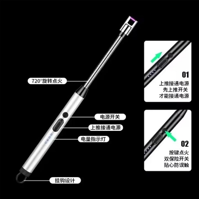 Picture of Long Candle Kitchen Electric Usb Lighters Bbq Rechargeable Hose Torch Electric Plasma Arc Lighter