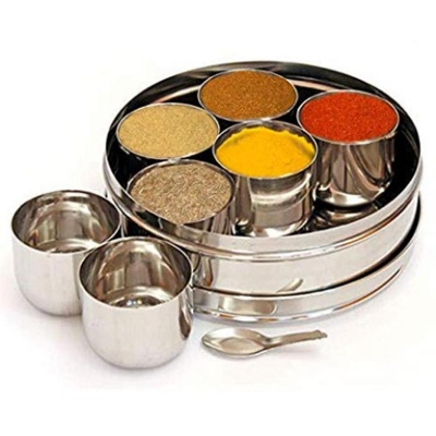 Picture of Big Stainless Steel 7 Container Masala Dabba Kitchen Spice Storage Box