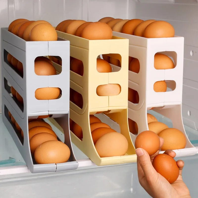 Picture of Egg Dispenser for Refrigerator, Egg Tray for Refrigerator, 4 Tiers Egg Holder for Fridge Holds 30 Eggs Simultaneously, Works in The Refrigerator, Kitchen, Cabinets, and Dining Table
