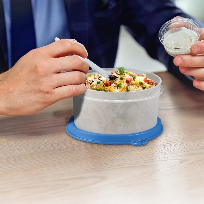 Picture of MILTON Softline Foodie Tiffin Insulated Lunch Box, Set of 3, (280 ml Each), Blue | Leak Proof | Microwave Safe | Odour Proof | Light Weight | Easy to Carry | Food Grade