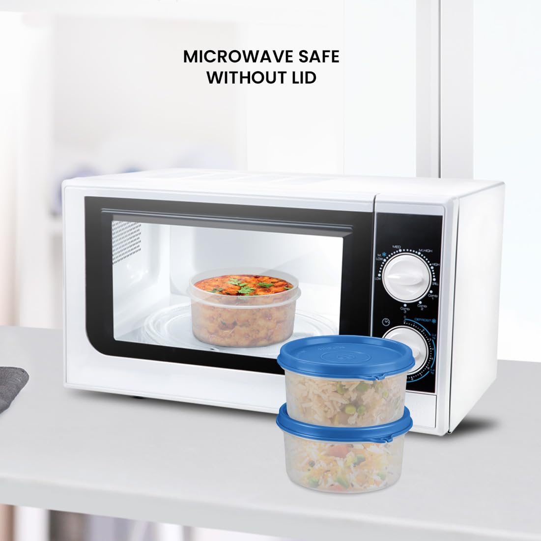 Picture of MILTON Softline Foodie Tiffin Insulated Lunch Box, Set of 3, (280 ml Each), Blue | Leak Proof | Microwave Safe | Odour Proof | Light Weight | Easy to Carry | Food Grade