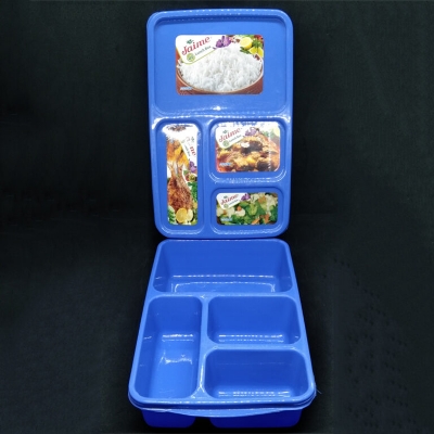 Picture of 4 Compartment multi colour Meal Tray,Catering service box, Four chamber lunch box