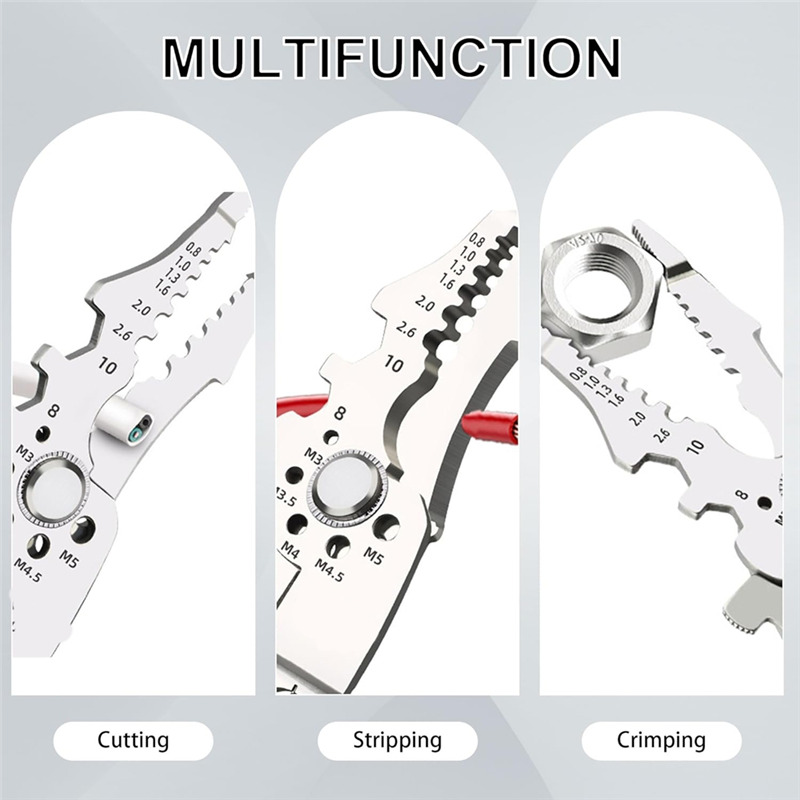 Picture of Crimper Cable Cutter Adjustable Automatic Wire Stripper Multifunctional Stripping Crimping Pliers Terminal Hand Tool