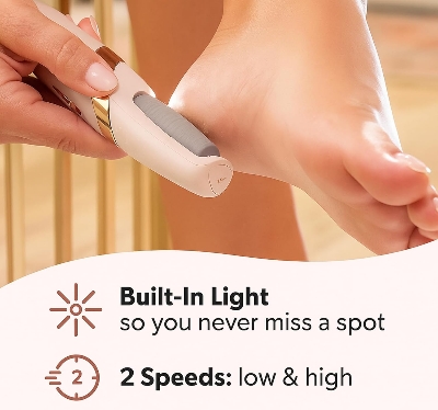 Picture of Rechargeable Flawless Pedicure Tool | Electric Callus Remover for Feet | Cordless Dead Skin Remover with 2 Roller Heads | Smooth & Soft Feet