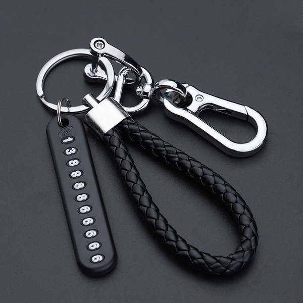 Picture of Anti-Lost Car Key Pendant Split Rings Keychain Phone Number Card Keyring Auto Vehicle Key Chain Car Accessories