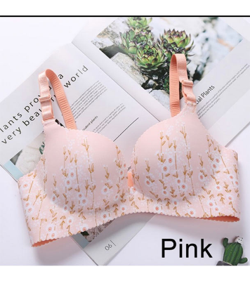 Picture of Premium Floral Push Up Seamless Printed Bra for Women - Bra Pink
