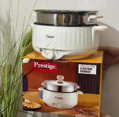 Picture of Prestige Electric Multicooker Multifunctional Rice Cooker Frying Pan Non-stick Cookware Multi Soup Hotpot for Kitchen Large Size 5.2 Litter