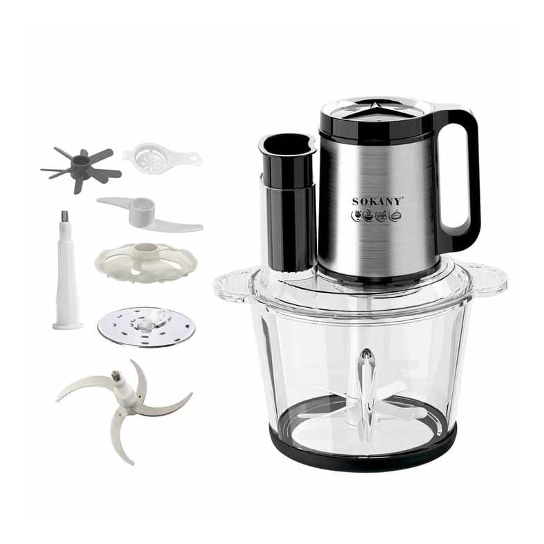 Picture of Sokany 6-in-1 Wonder Chopper – 800W Powerful Food Processor with Stainless Steel Blades & Copper Motor for Chopping, Grinding, Slicing, Shredding – Compact & Easy to Clean