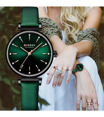 Buy Curren 9081 PU Leather Analog Watch For Women - Green at Best Price In Bangladesh