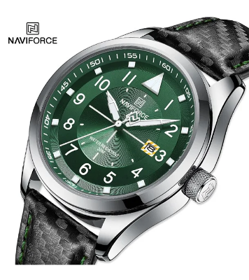 Buy NAVIFORCE NF8022 PU Leather Analog Watch For Men Silver Green at Best Price In Bangladesh
