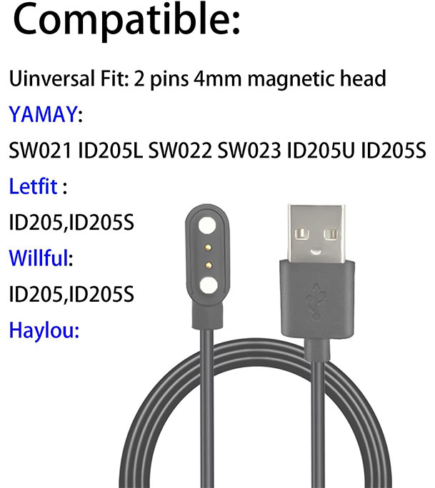 Buy Smart Watch Magnetic Charger Cord [2 Pack], 2 Pin 3.3Ft USB Fast Charging Cable Fits for YAMAY SW021/023 YAMAY/WILLFUL/LETSFIT ID205L ID205U ID205S at Best Price in Bangladesh