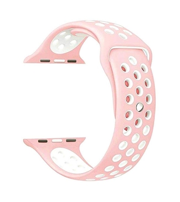Buy K TEC Smart Watch Sport Belt ,Smooth, Rubber Soft Silicone Sport Strap Hole Band for iWatch 42mm / 44mm Apple Watch Series 1,2,3,4,5 (Pink White) at Best Price in Bangladesh