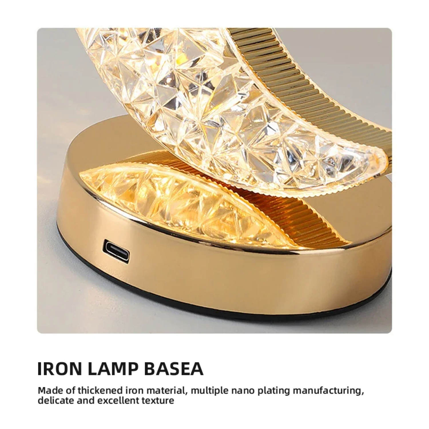 Picture of Star Shaped LED Crystal Table Lamp – Portable USB Rechargeable Bedside Lamp with Touch Sensor & Dual Color Lighting