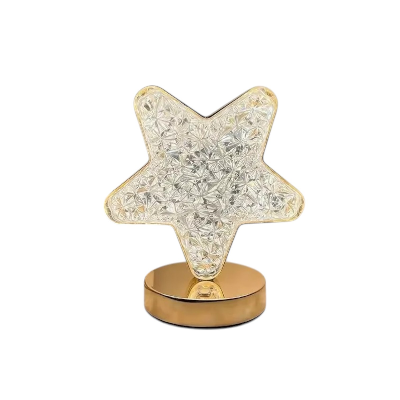 Picture of Star Shaped LED Crystal Table Lamp – Portable USB Rechargeable Bedside Lamp with Touch Sensor & Dual Color Lighting