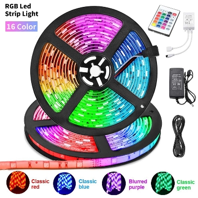 Picture of SMD 5050 RGB LED Strip Light with Remote – 5 Meters DC12V Multi-Color Fairy Light for Ceiling, TV Backlight & Room Decoration