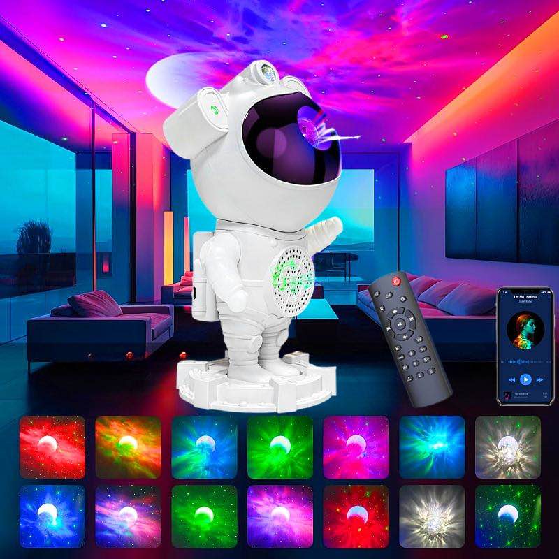Picture of Astronaut Galaxy Nebula Star Projector with Bluetooth Speaker – 360° Rotating Night Light for Bedroom, Gaming & Kids' Room Decor
