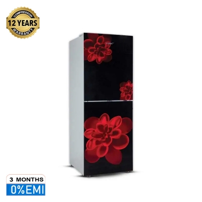 Picture of VISION Glass Door Refrigerator RE-238L Red Rose Flower Bottom Mount