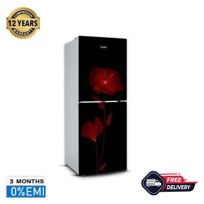 Picture of VISION Glass Door Refrigerator RE-150 Liter Daisy Red Flower Top Mount