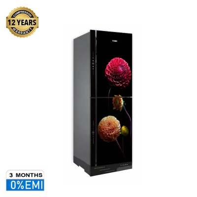 Picture of VISION Glass Door Refrigerator RE-330 Liter Dahlia Flower Bottom Mount