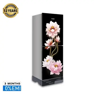 Picture of VISION Glass Door Refrigerator RE-216 Liter Lotus Flower Bottom Mount