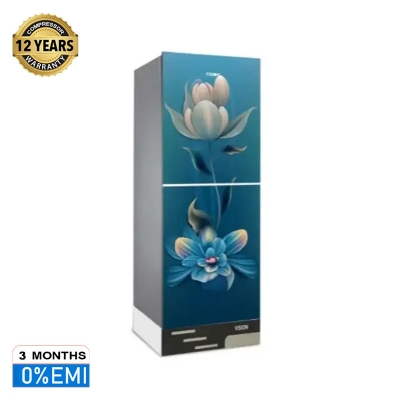 Picture of VISION Glass Door Refrigerator RE-150 Liter Sky Blue Flower Top Mount