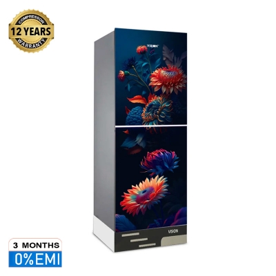 Picture of VISION Glass Door Refrigerator RE-240 Liter Red Carnation Top Mount