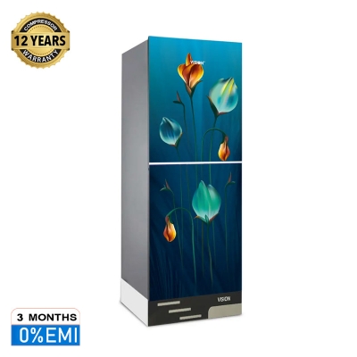 Picture of VISION Glass Door Refrigerator RE-240 Liter Cyclamen Leaf Top Mount
