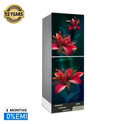 Picture of VISION Glass Door Refrigerator RE-262 Liter Red lotus Lily Top Mount