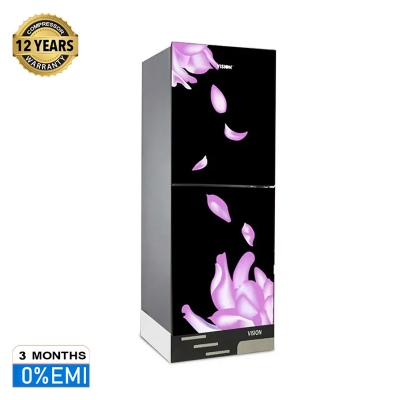 Picture of VISION Glass Door Refrigerator RE-330 Liter Mirror Blooming Flower Bottom Mount