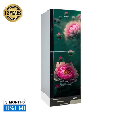 Picture of VISION Glass Door Refrigerator RE-150 Liter Pink Daisy Top Mount
