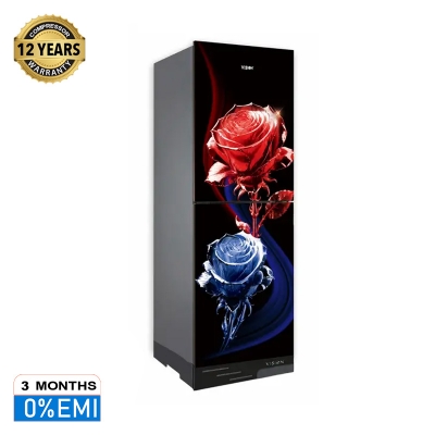 Picture of VISION Glass Door Refrigerator RE-200 Liter Crystal Rose Flower Top Mount
