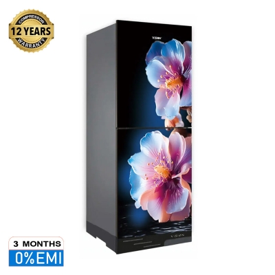 Picture of VISION Glass Door Refrigerator RE-216 Liter Hibiscus Flower Bottom Mount