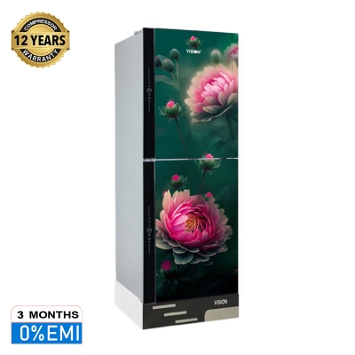 Picture of VISION Glass Door Refrigerator RE-217 Liter Pink Daisy Top Mount