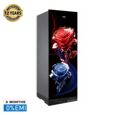 Picture of VISION Glass Door Refrigerator RE-252 Liter Crystal Lotus Flower Bottom Mount