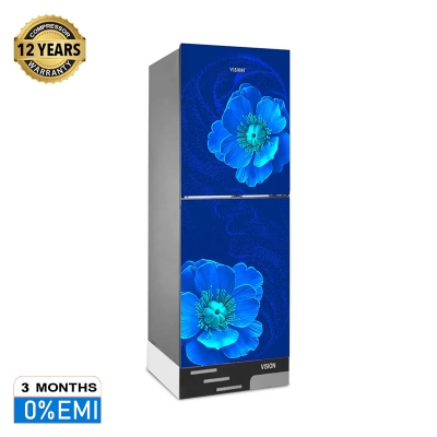 Picture of VISION Glass Door Refrigerator RE-160 Liter Blue Flax Flower Bottom Mount