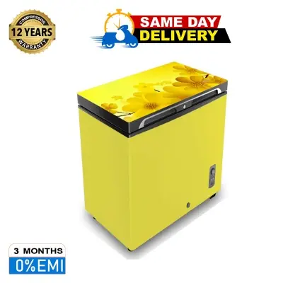 Picture of VISION Glass Door Chest Freezer RE-350 Liter Yellow myrtle Flower