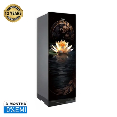 Picture of VISION Glass Door Refrigerator RE-150 Liter Moonlight Lily Flower Top Mount