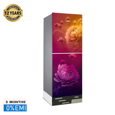 Picture of VISION Glass Door Refrigerator RE-240 Liter Maroon Daisy Top Mount