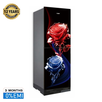 Picture of VISION Glass Door Top Mount Refrigerator RE-240 Liter Crystal Rose Flower