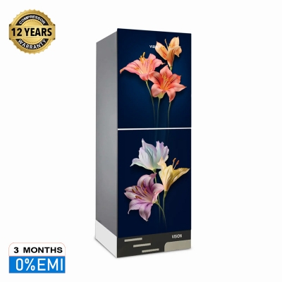 Picture of VISION Glass Door Refrigerator RE-216 Liter Fantasy Lily Bottom Mount 