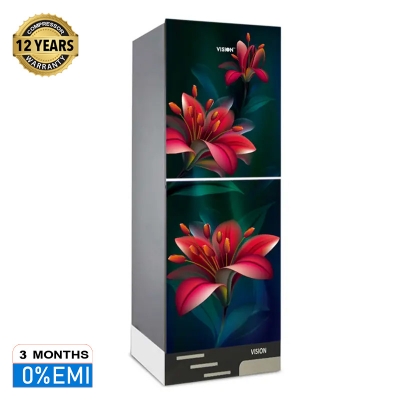 Picture of VISION Glass Door Refrigerator RE-185 Liter Red lotus lily Flower Bottom Mount