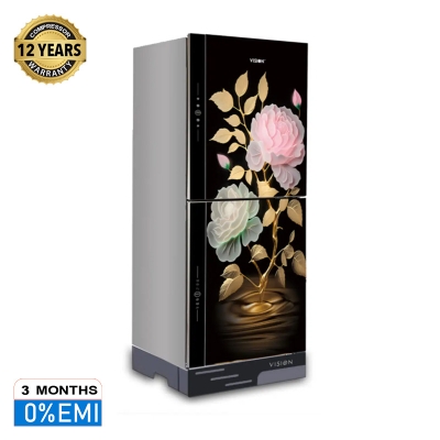 Picture of VISION Glass Door Top Mount Refrigerator RE-242 Liter Golden Peony Flower